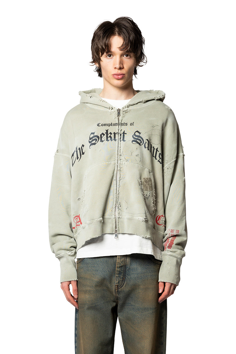Stamp Zip-Up Hoodie Sekrit Saints Vintage Green – ANSH46