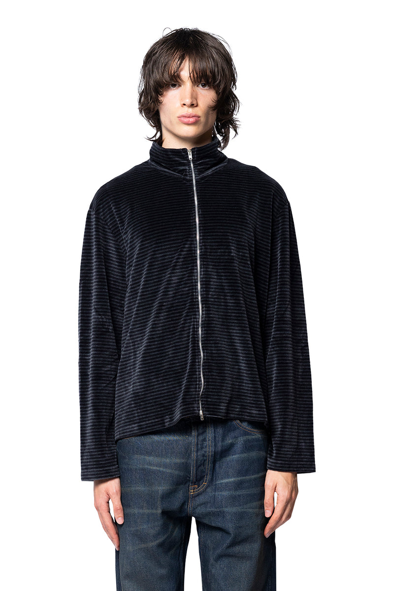 SHRUNKEN FULLZIP POLO / PHANTOM STRIPE VELOUR