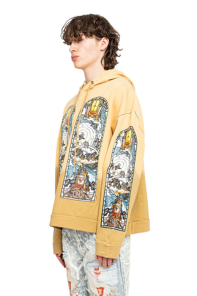 Who Decides War CHALICE EMBROIDERED HOODED SWEATSHIRT CREAM Ghost White