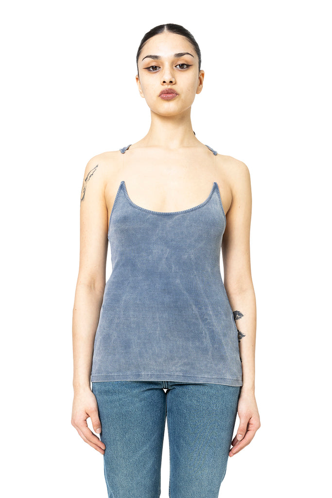 Y/PROJECT INVISIBLE STRAP TANK TOP BLUE WASHED Light Slate Gray