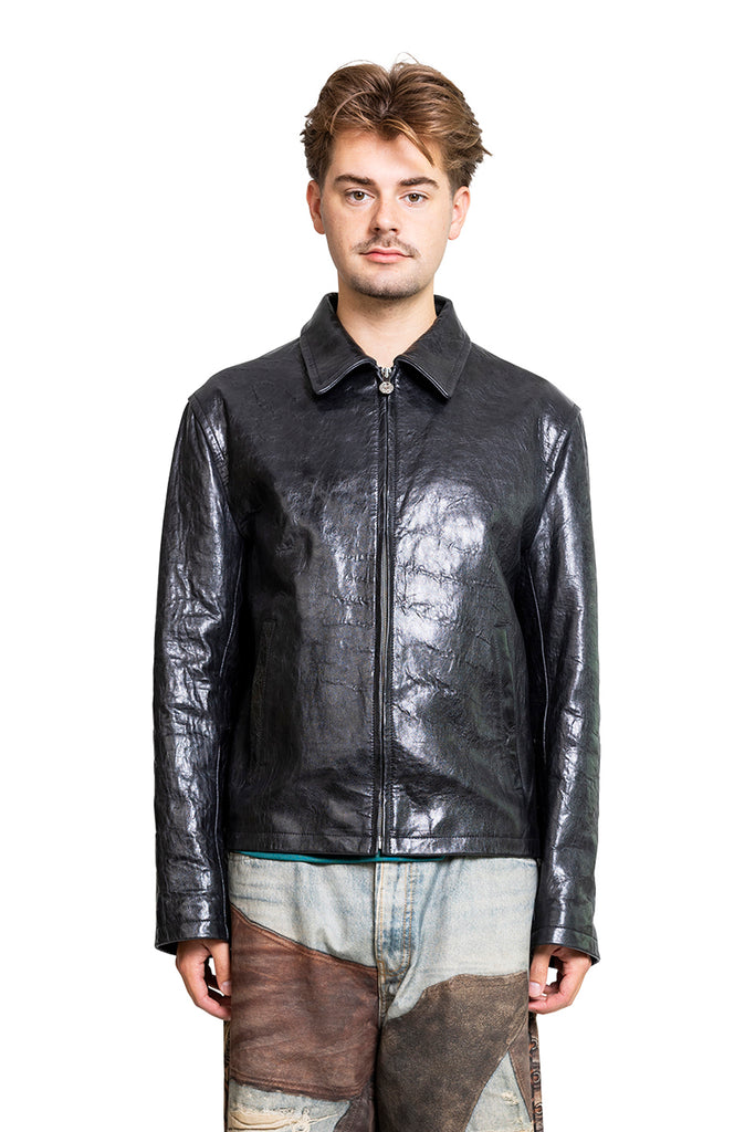 Acne Studios BIKER LEATHER JACKET BLACK Dark Slate Gray