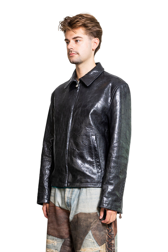 Acne Studios BIKER LEATHER JACKET BLACK Dark Slate Gray