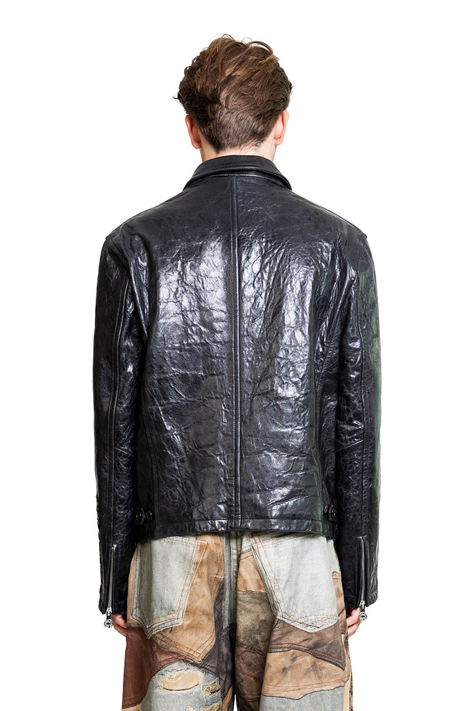 Acne Studios BIKER LEATHER JACKET BLACK Dark Slate Gray