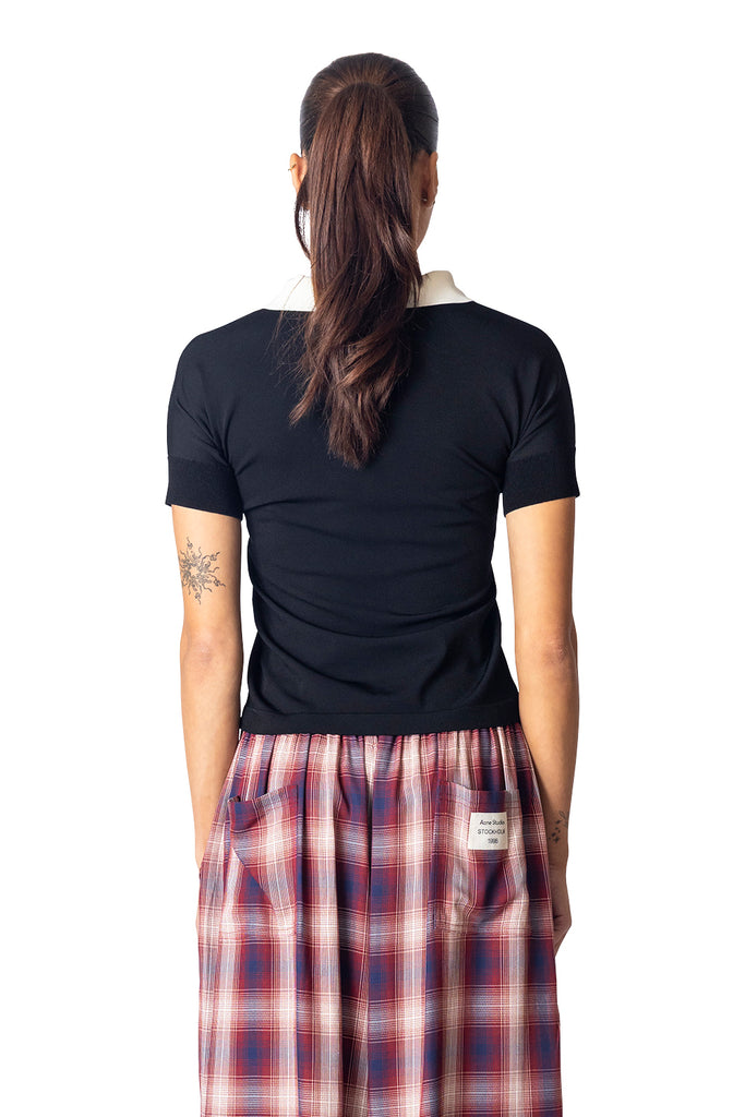 VAQUERA POLO WITH SHORT SLEEVES KNIT BLACK Tan