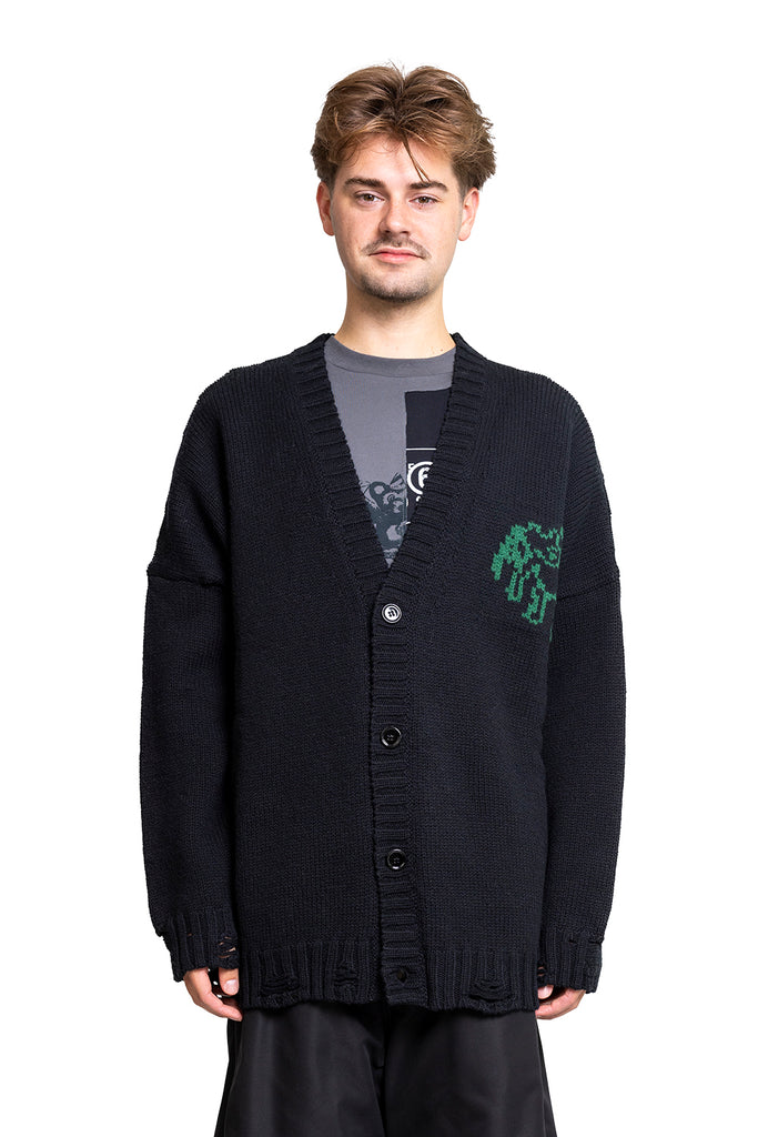 MM6 LOST MY PET CARDIGAN BLACK W GREEN PRINT Black