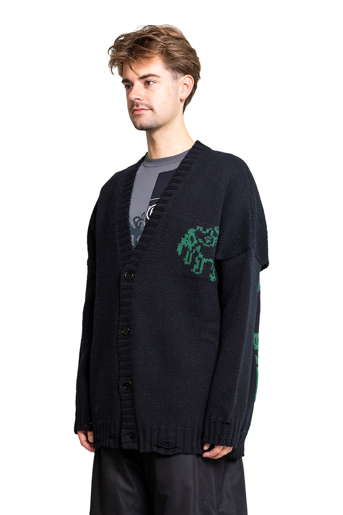 MM6 LOST MY PET CARDIGAN BLACK W GREEN PRINT Black