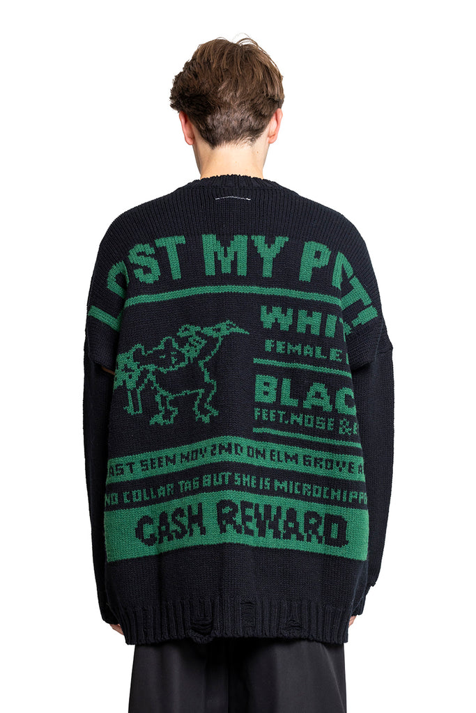 MM6 LOST MY PET CARDIGAN BLACK W GREEN PRINT Dark Slate Gray