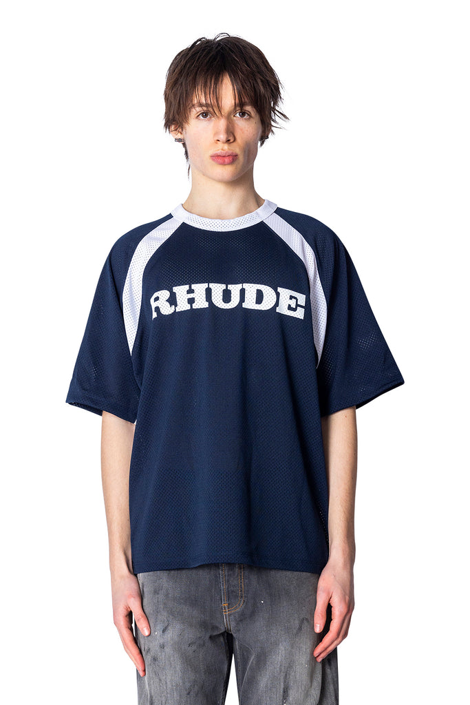 RHUDE MESH TEE NAVY/STARK WHITE Dark Slate Gray