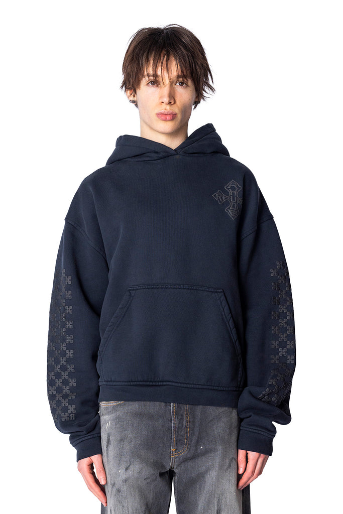 RHUDE CROSS LOGO HOODIE VTG BLACK/BLACK Dark Slate Gray