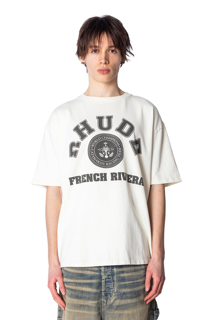 RHUDE FRENCH RIVIERA TEE VTG WHITE Dark Slate Gray