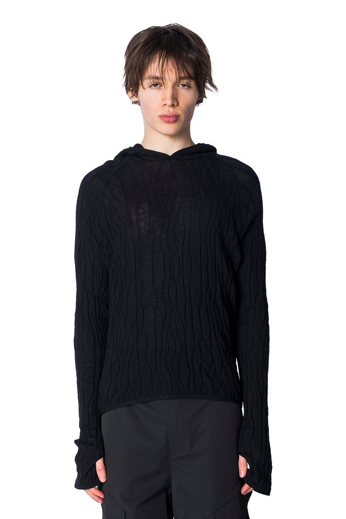 HELIOT EMIL SORTSOL KNIT HOODIE BLACK Black