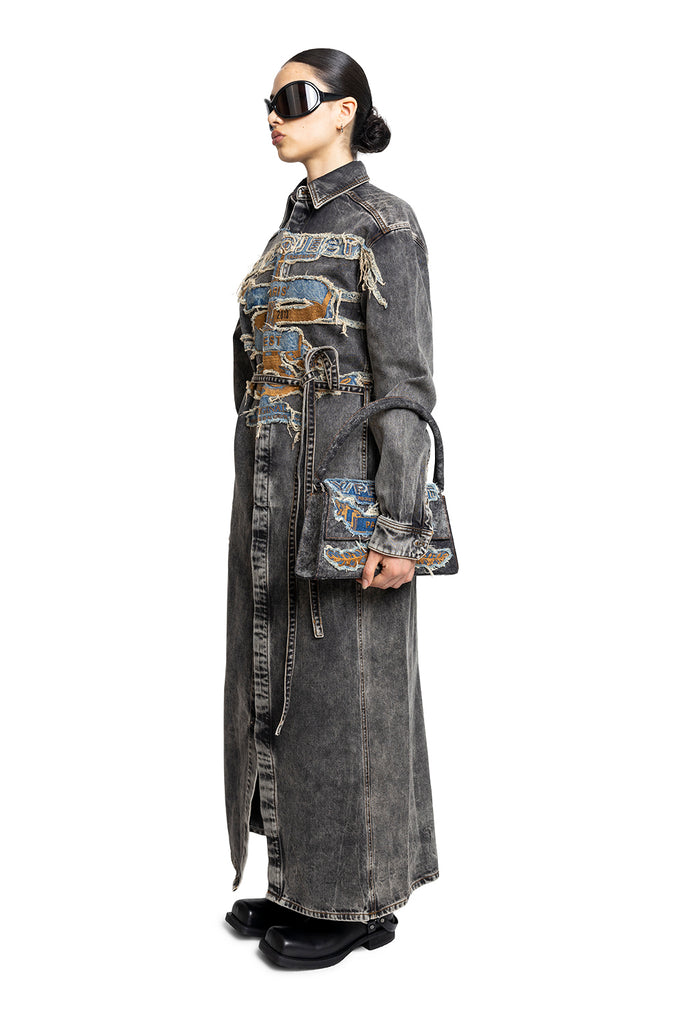 Y/PROJECT PARIS' BEST PATCH DENIM SHIRT DRESS VINTAGE BLACK Dark Slate Gray