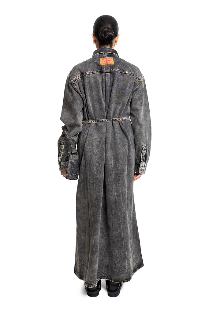 Y/PROJECT PARIS' BEST PATCH DENIM SHIRT DRESS VINTAGE BLACK Dark Slate Gray