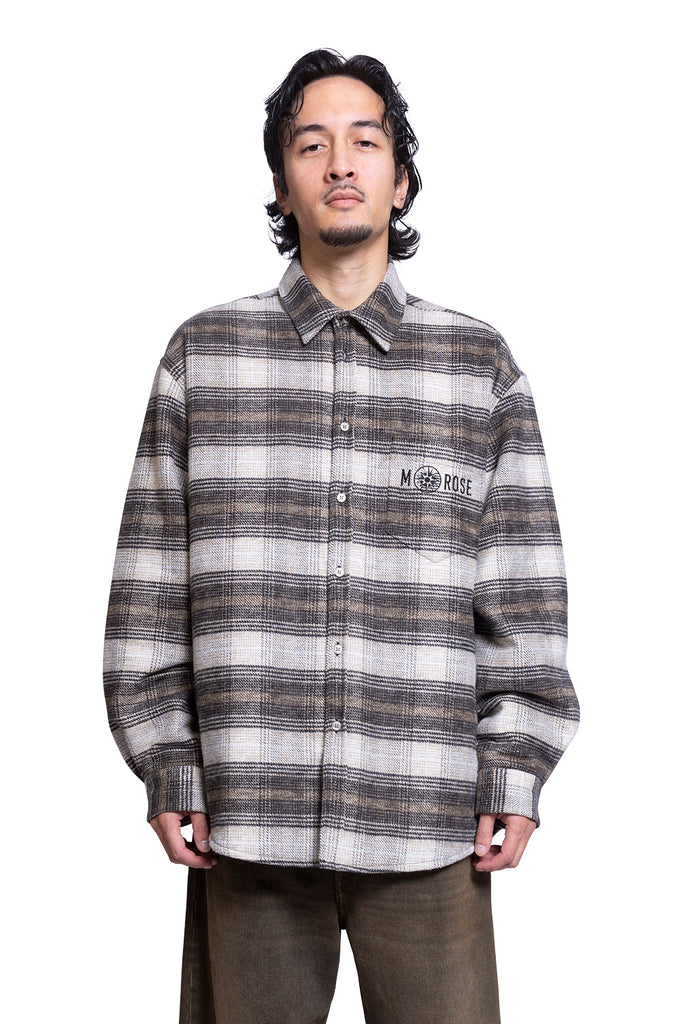 Martine Rose LS OVERSHIRT CHECK BROWN Dark Slate Gray