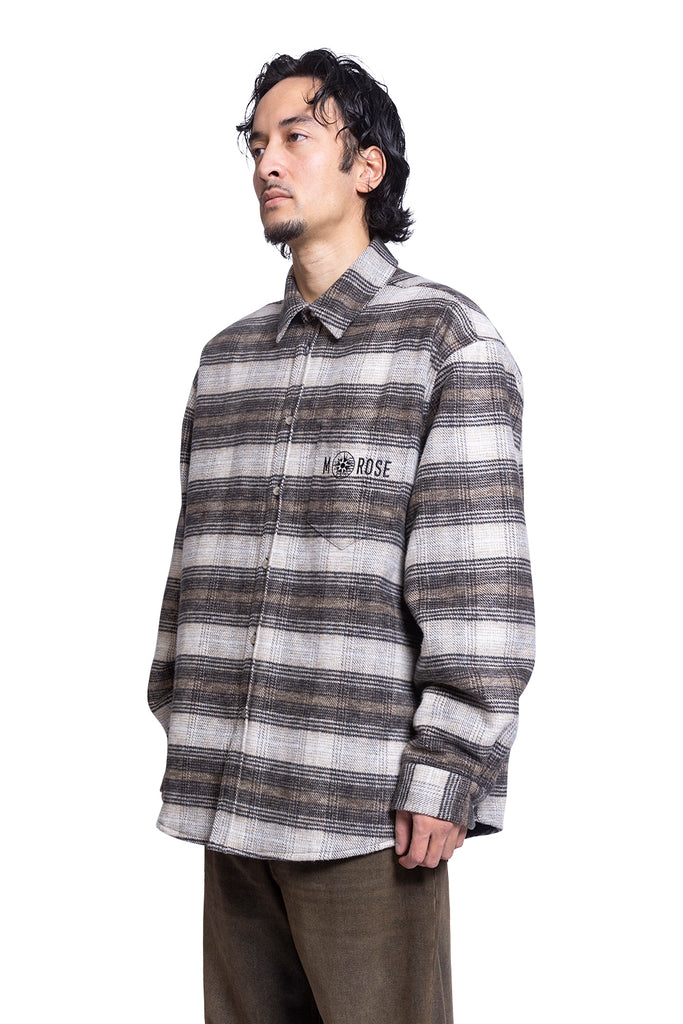 Martine Rose LS OVERSHIRT CHECK BROWN Dark Slate Gray