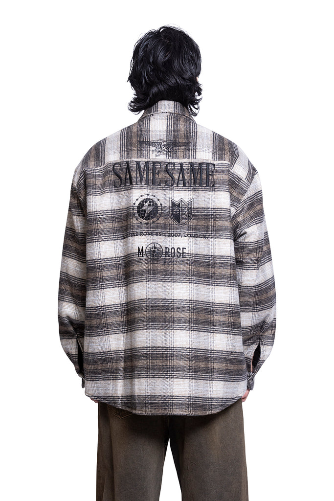 Martine Rose LS OVERSHIRT CHECK BROWN Dark Slate Gray