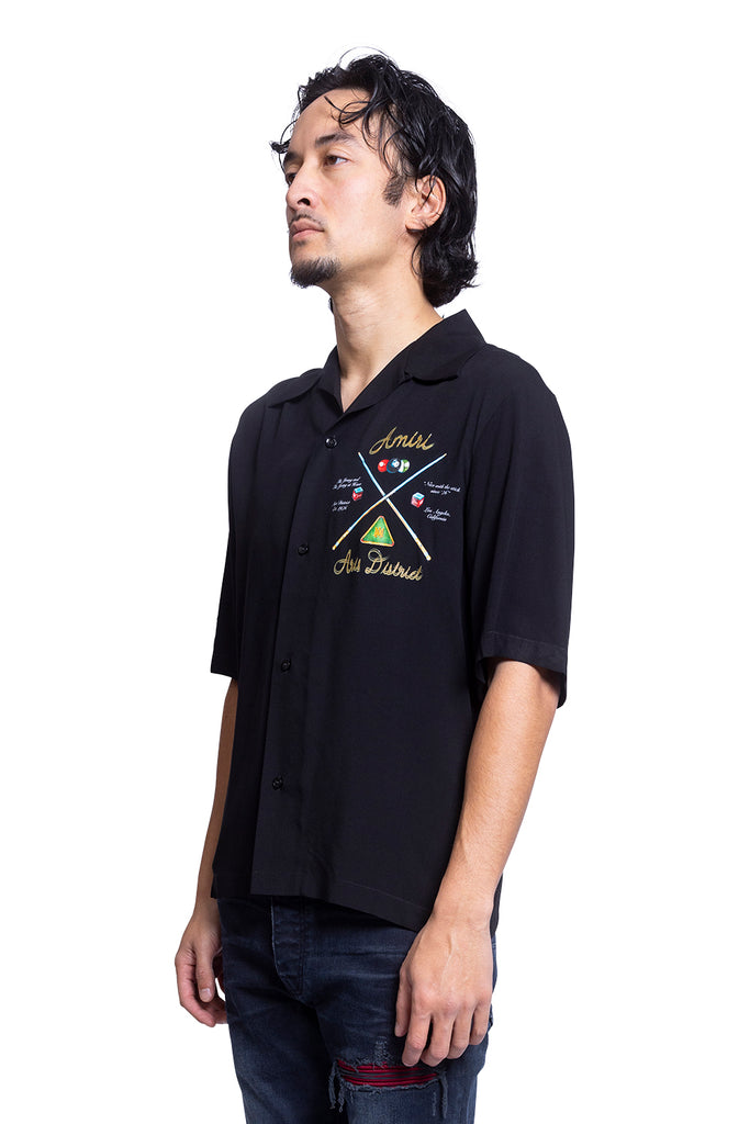 Amiri AMIRI POOL CUE BOWLING SHIRT BLACK Tan