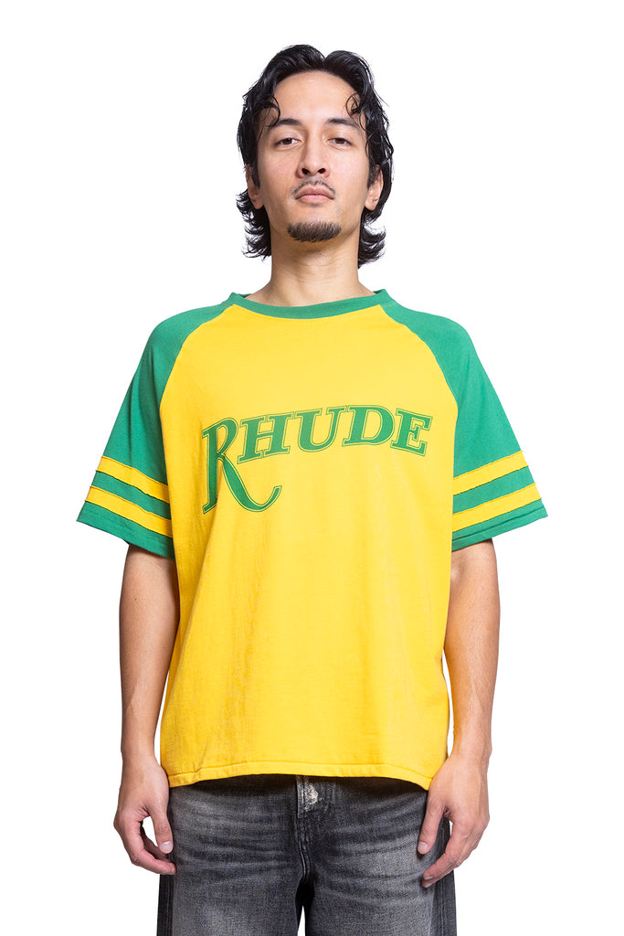 RHUDE SAN PAULO SHORT SLEEVE TEE YELLOW/GREEN Dark Slate Gray