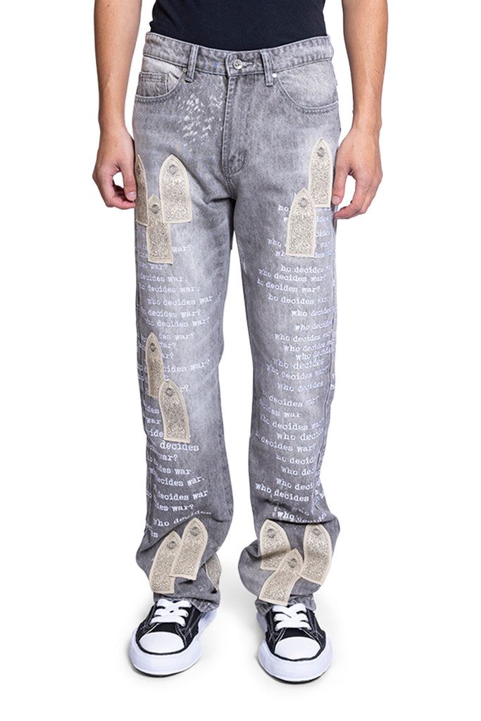 Who Decides War SCRIPTURE DENIM VINTAGE GREY Gray