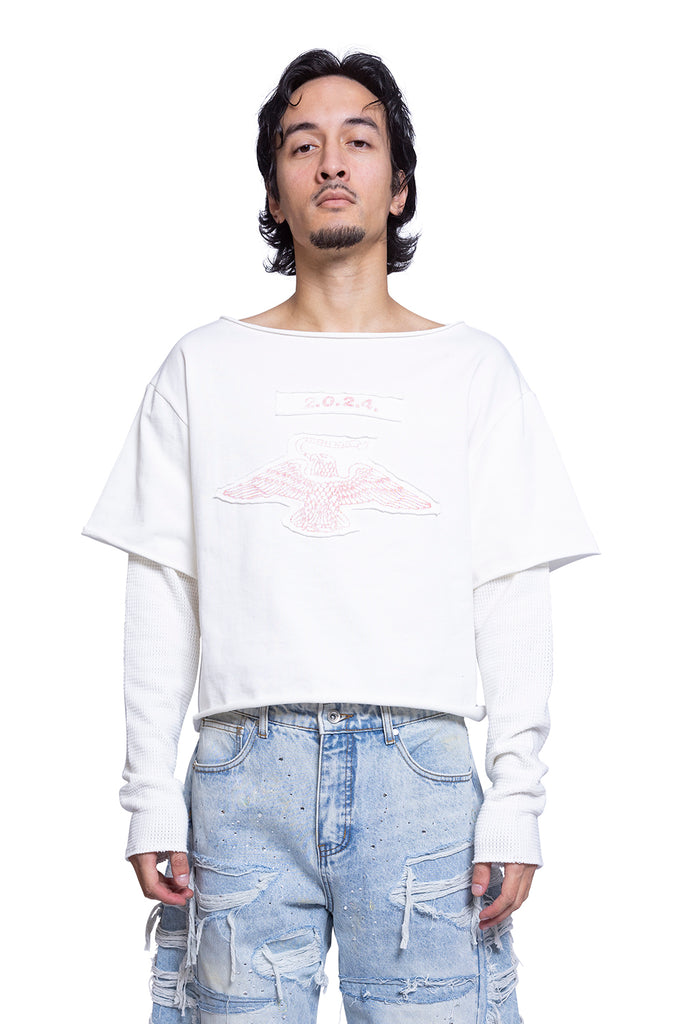 424 DOUBLE SLEEVE TEE JERSEY AND THERMAL WHITE Lavender