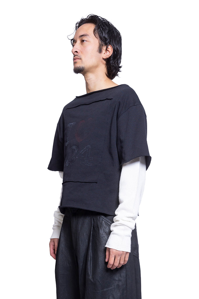 424 DOUBLE SLEEVE TEE JERSEY AND THERMAL BLACK Dark Slate Gray