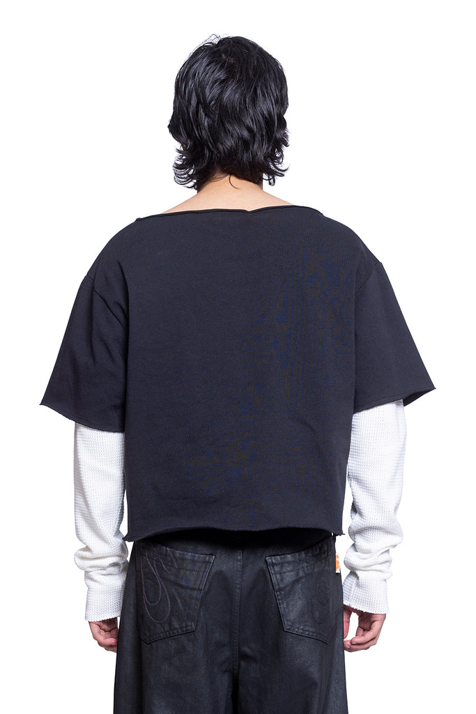 424 DOUBLE SLEEVE TEE JERSEY AND THERMAL BLACK Dark Slate Gray