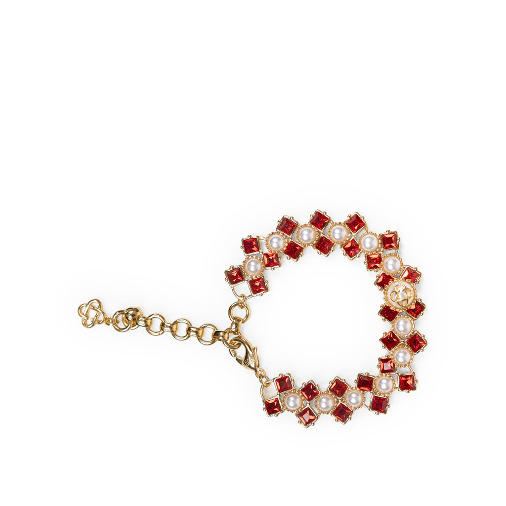 Casablanca CRYSTAL & PEARL GOLD/ RED/ PEARL Antique White