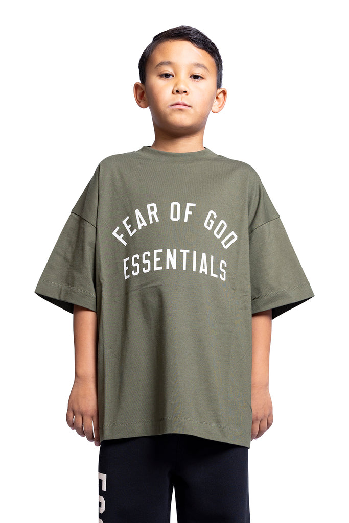 FOG ESSENTIALS JERSEY CREWNECK TEE MILITARY Dim Gray