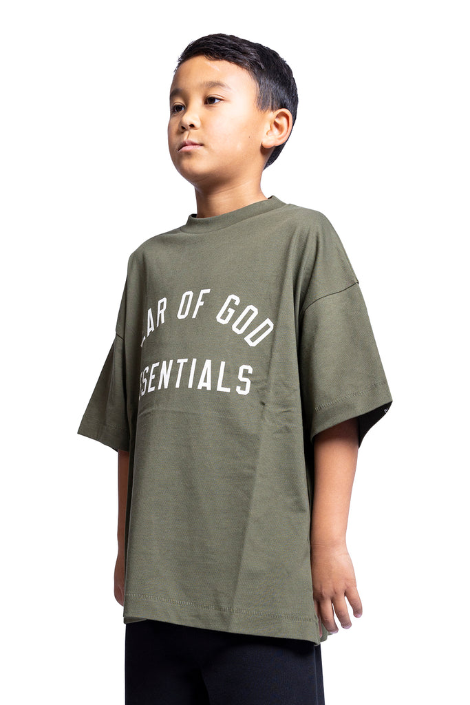 FOG ESSENTIALS JERSEY CREWNECK TEE MILITARY Dim Gray