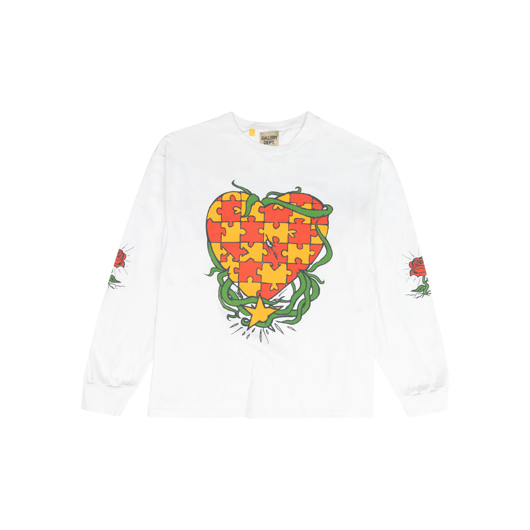 ANSH46 ARCHIVE PUZZLE HEART LS T-SHIRT White Smoke