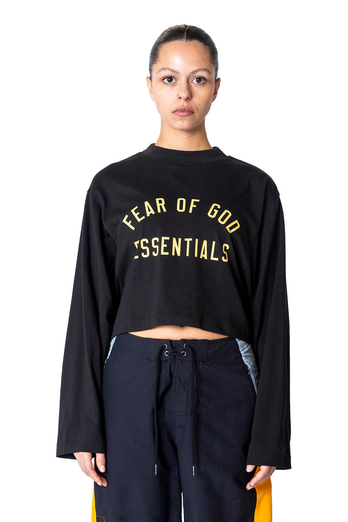 FOG ESSENTIALS TRI-BLEND CROPPED LONGSLEEVE SHIRT BLACK Black