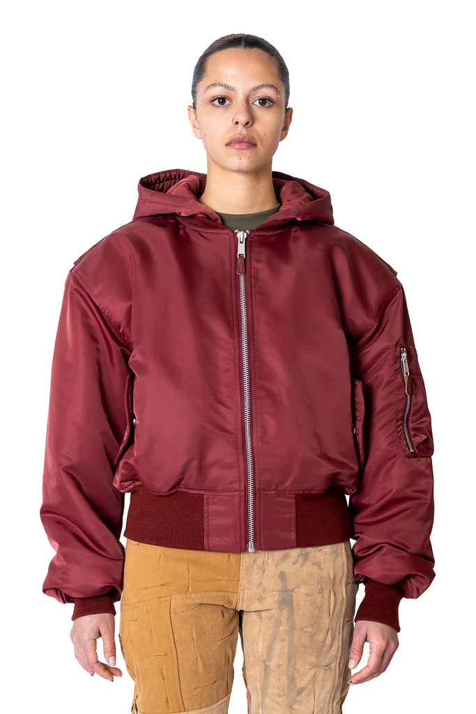 ENTIRE STUDIOS HOODED BROAD BOMBER GARNET Brown