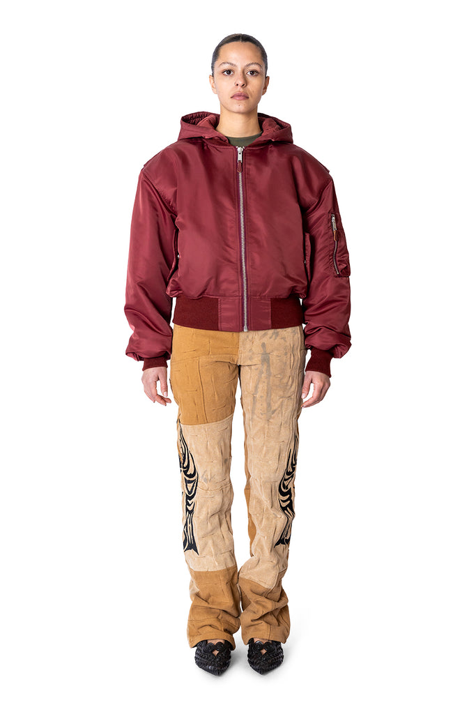 ENTIRE STUDIOS HOODED BROAD BOMBER GARNET Sienna