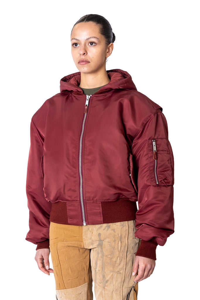 ENTIRE STUDIOS HOODED BROAD BOMBER GARNET Sienna