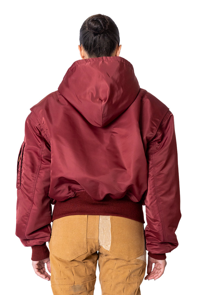 ENTIRE STUDIOS HOODED BROAD BOMBER GARNET Brown