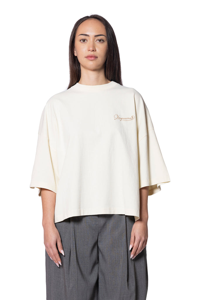 Jacquemus LE TSHIRT CORTO UNI CLUB BEIGE Antique White