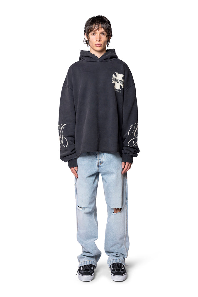 ASKYURSELF PHRASE WORK ZIP DENIM WASHED BLUE Gray