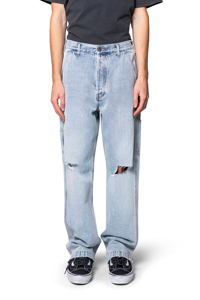 ASKYURSELF PHRASE WORK ZIP DENIM WASHED BLUE Gray