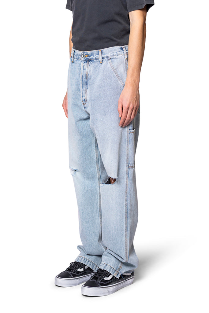 ASKYURSELF PHRASE WORK ZIP DENIM WASHED BLUE Gray