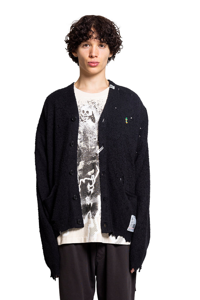 Maison Mihara Yasuhiro DISTRESSED KNIT CARDIGAN BLACK Black