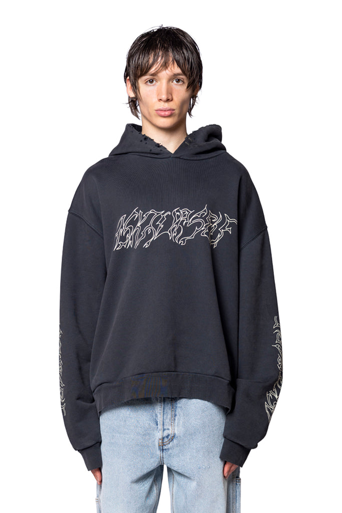 ASKYURSELF FLAMES TEAM HOODIE VINTAGE BLACK Dark Slate Gray