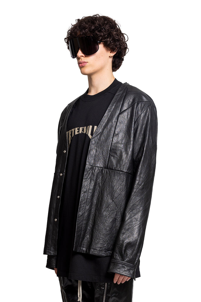 Rick Owens GIRDERED LARRY SHIRT BLACK Dark Slate Gray