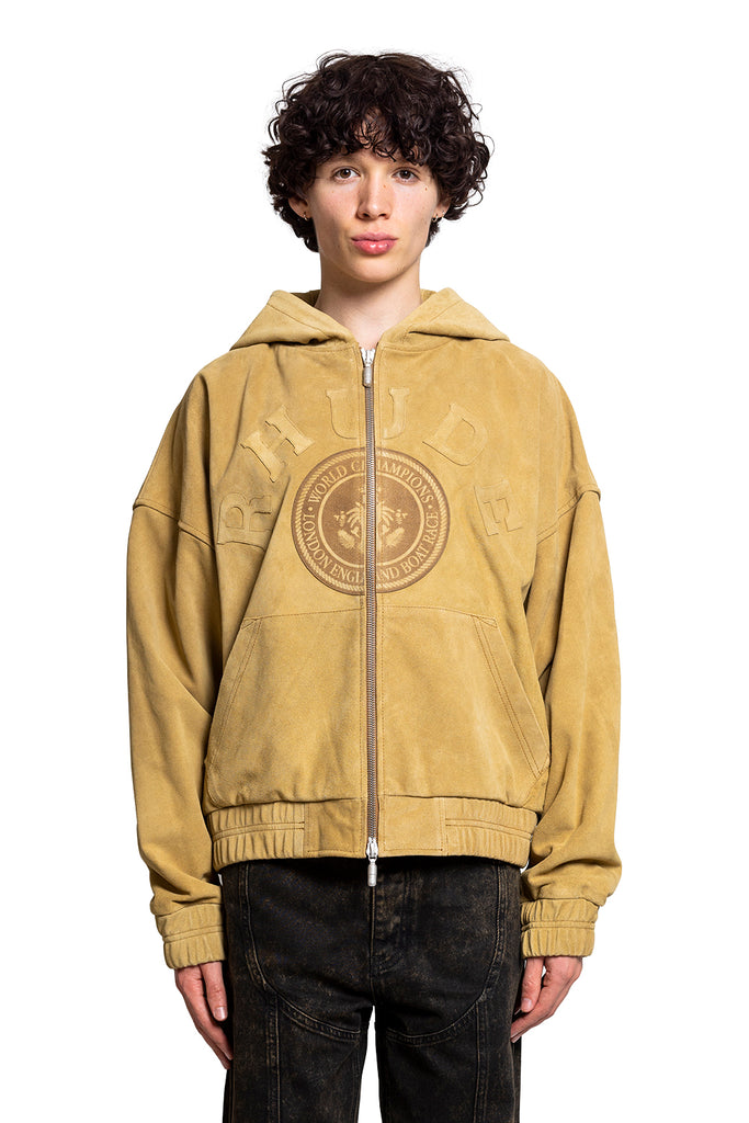 RHUDE SUEDE RHUDE CREST HOODIE TAN Dark Khaki