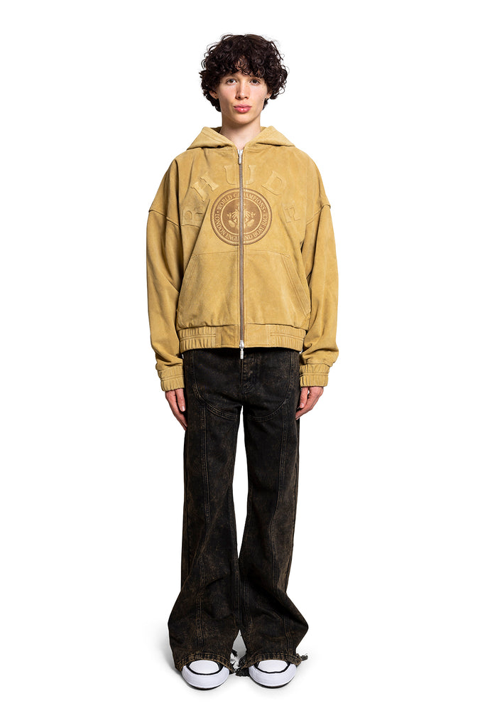 RHUDE SUEDE RHUDE CREST HOODIE TAN Black