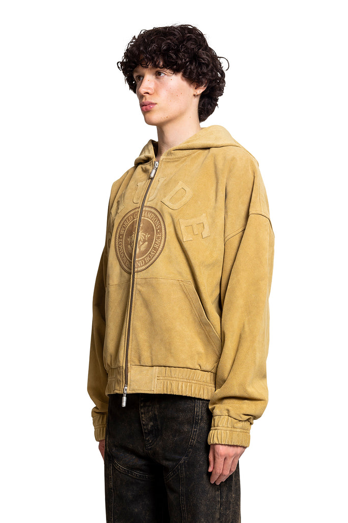 RHUDE SUEDE RHUDE CREST HOODIE TAN Dark Khaki