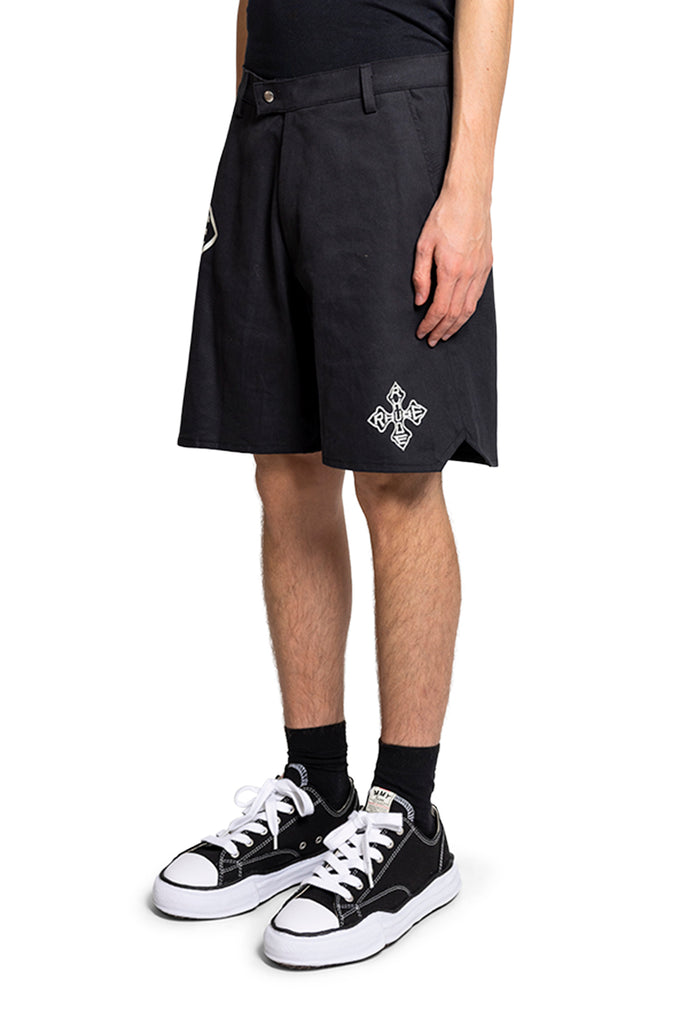 RHUDE CROSS LOGO TWILL SHORT BLACK Dark Slate Gray