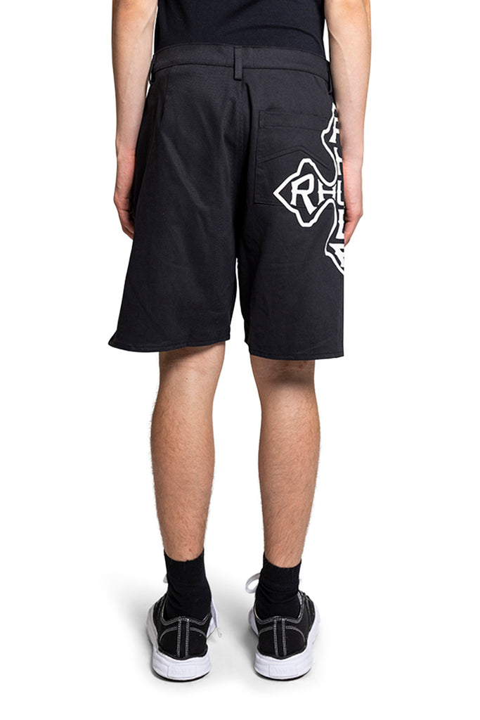 RHUDE CROSS LOGO TWILL SHORT BLACK Dark Slate Gray