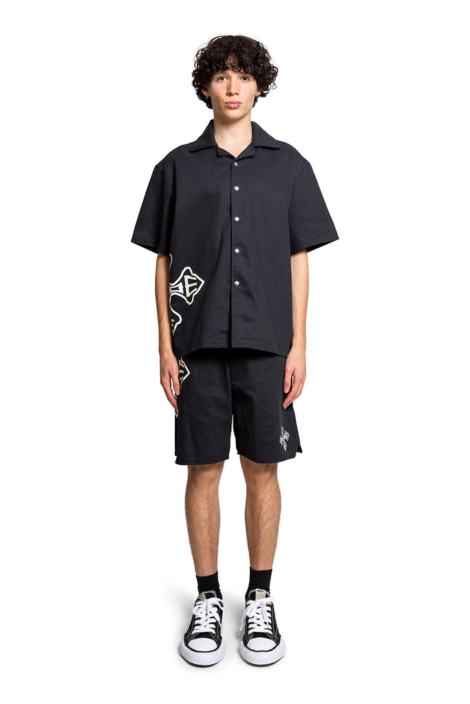 RHUDE CROSS LOGO TWILL SHORT BLACK Tan