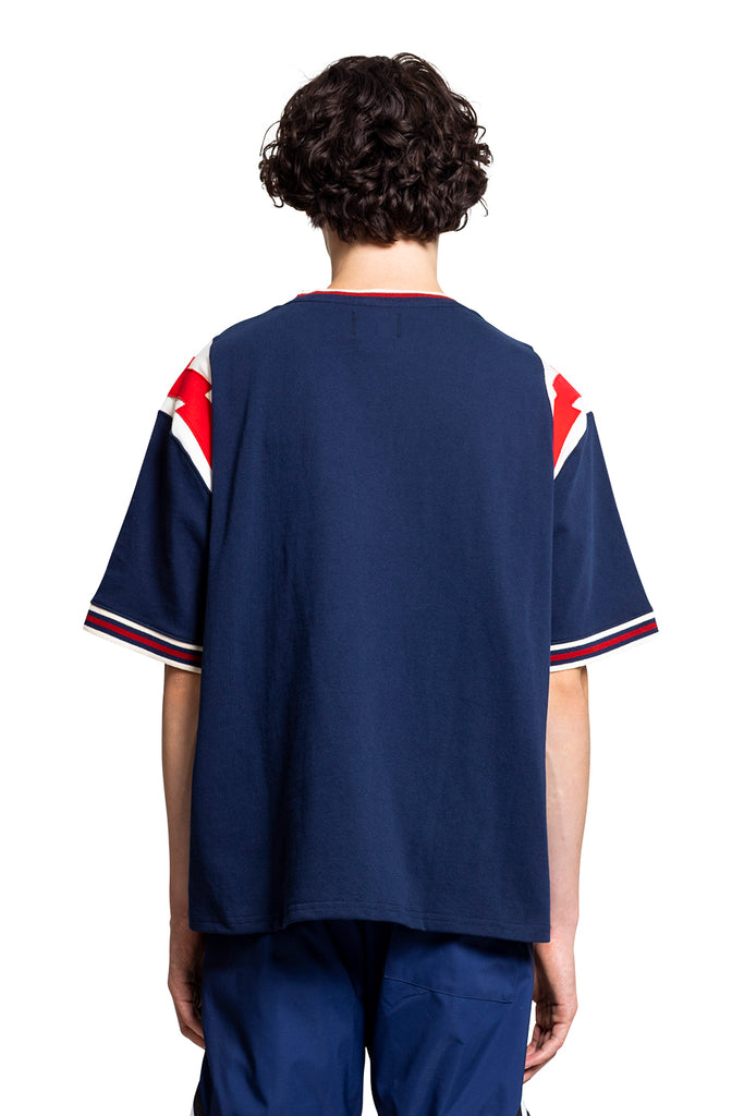 RHUDE LIGHTING RINGER TEE NAVY/OFFWHITE/RED Midnight Blue