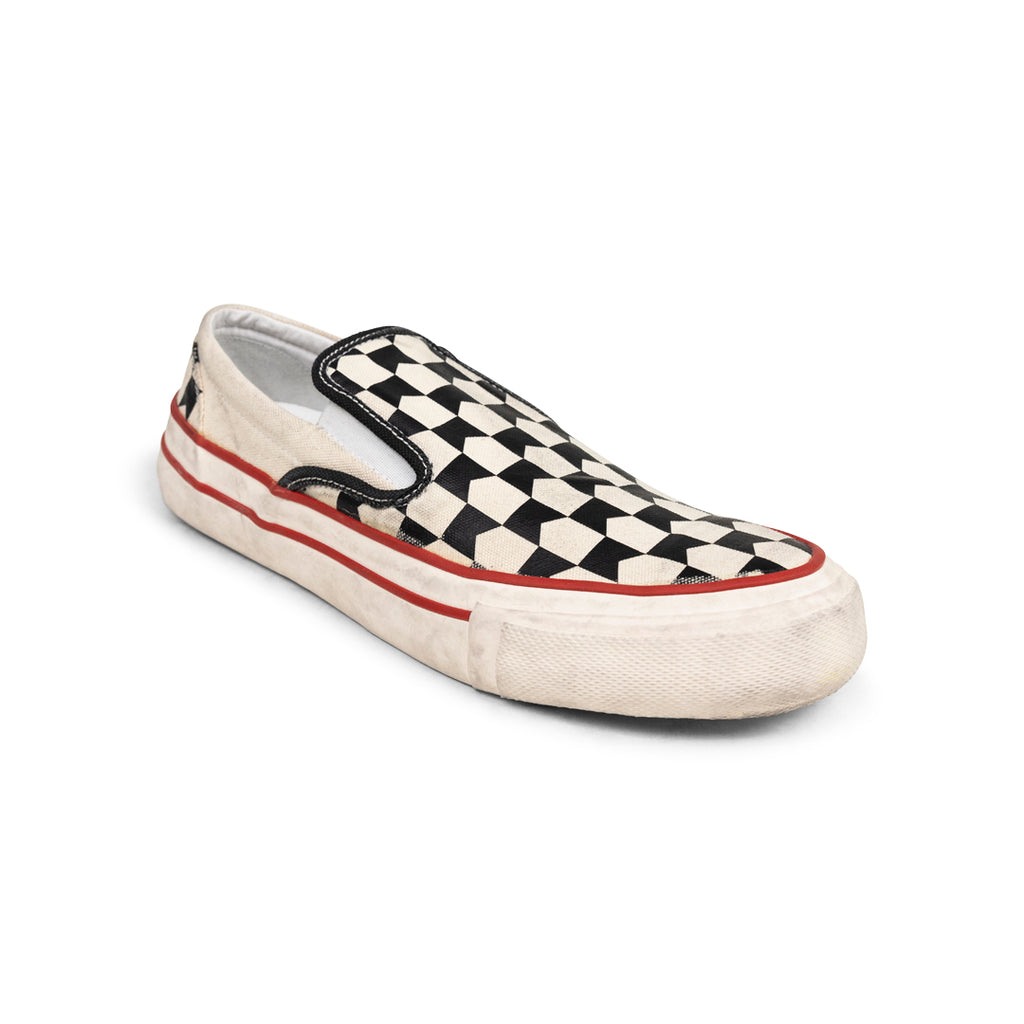 RHUDE CHEVRON CHECKERED SLIP ON SNE VTG WHITE /BLACK/RED Light Gray